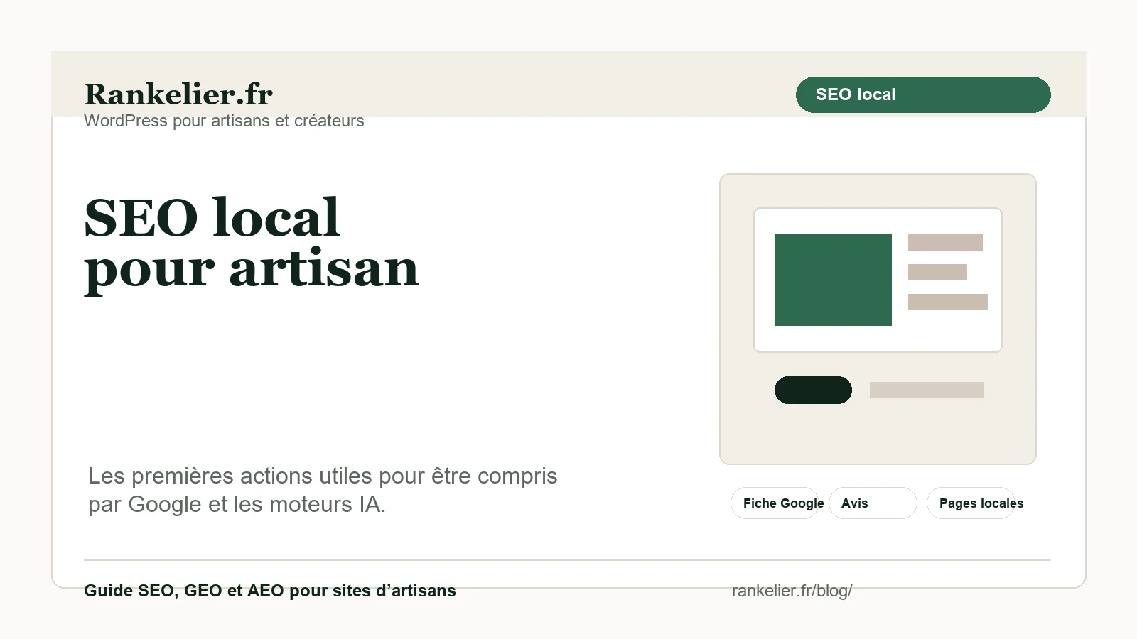 Visuel éditorial Rankelier sur le SEO local pour artisan